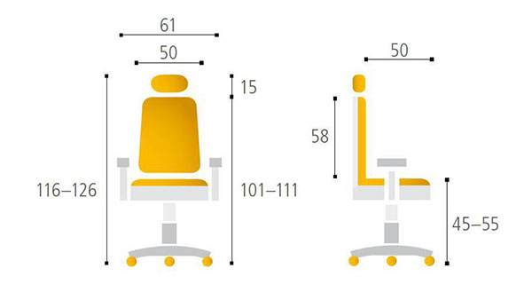 Kancelářská židle Calypso XL BP - Rozměry