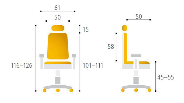 Kancelářská židle Calypso XL SP4 - Rozměry