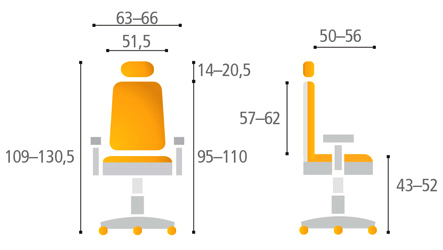 Kancelářská židle Merope SP - Rozměry